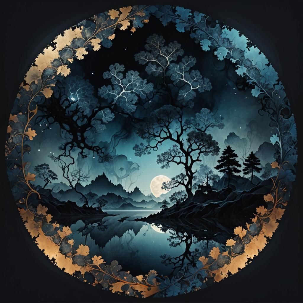 Elegant Midnight Mandelbrot Landscapes in Exotic Fractal Bea...