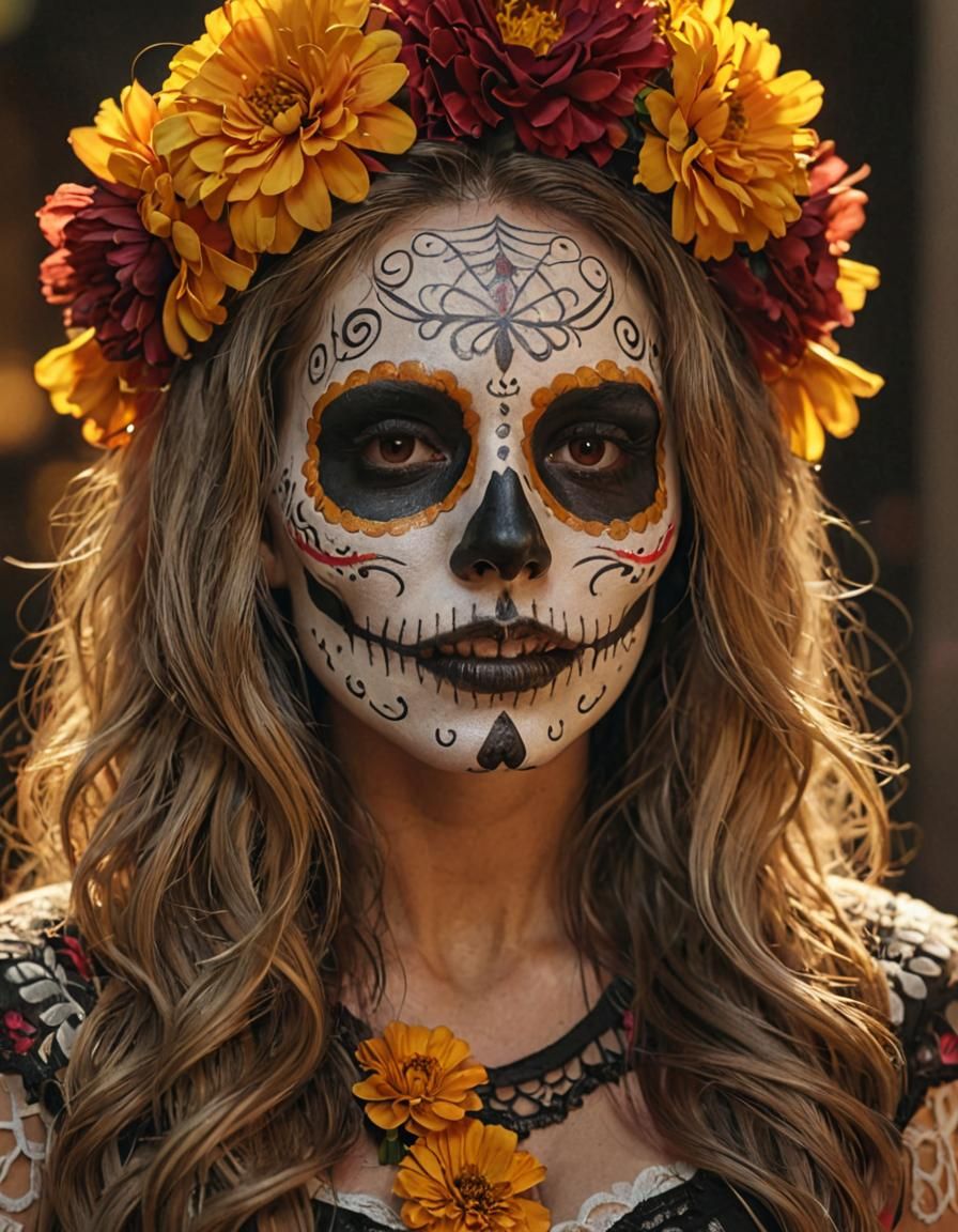 Day of the Dead Portrait with Sugar Skull Makeup
