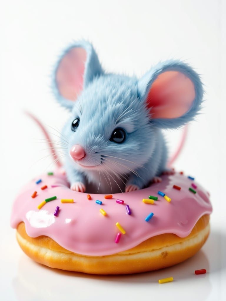 <lora:Abstract Painterly:0.8> <lora:Earth and wash:0.8> A photorealistic, adorable fluffy mouse with light blue-grey fur...