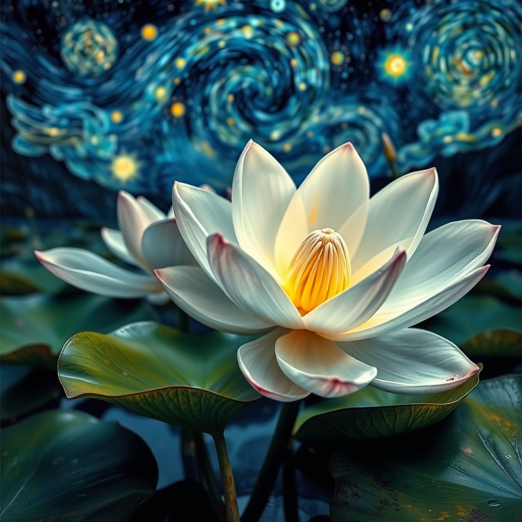 Ha Long Bay in Starry Night Style