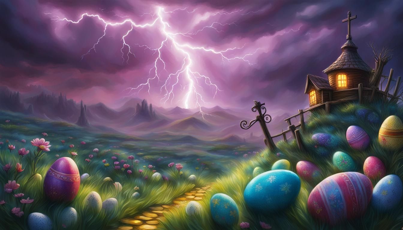 Easter Fantasy Painting with Volumetric Lightning
