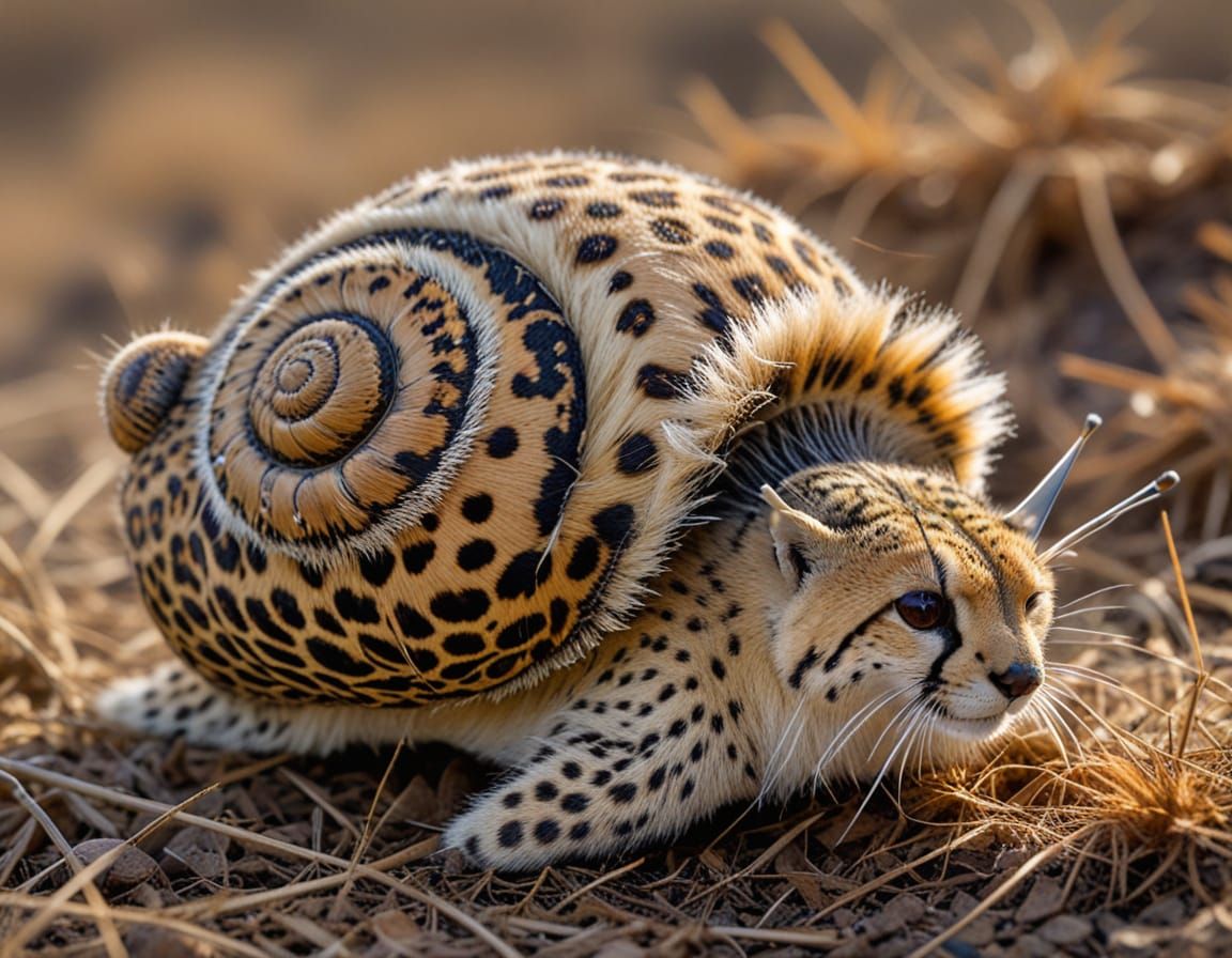 Whimsical Mammal with Cheetah Shell and Furry Coat