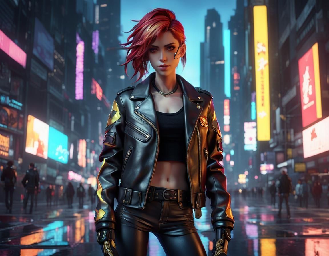 Sunset Shimmer in Cyberpunk Style, 3D Anime Art