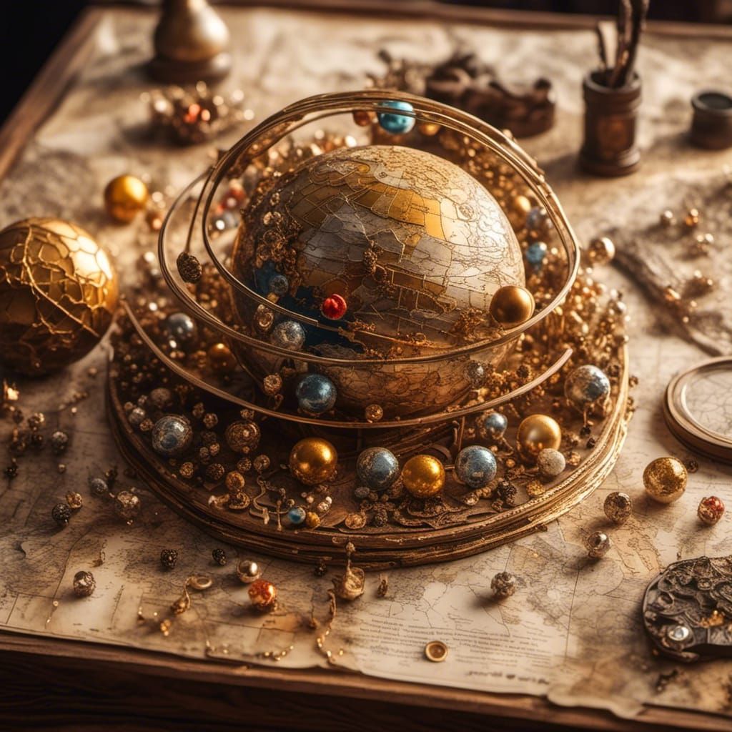 Jeweled Orrery on Workbench in Hyperreal Detail