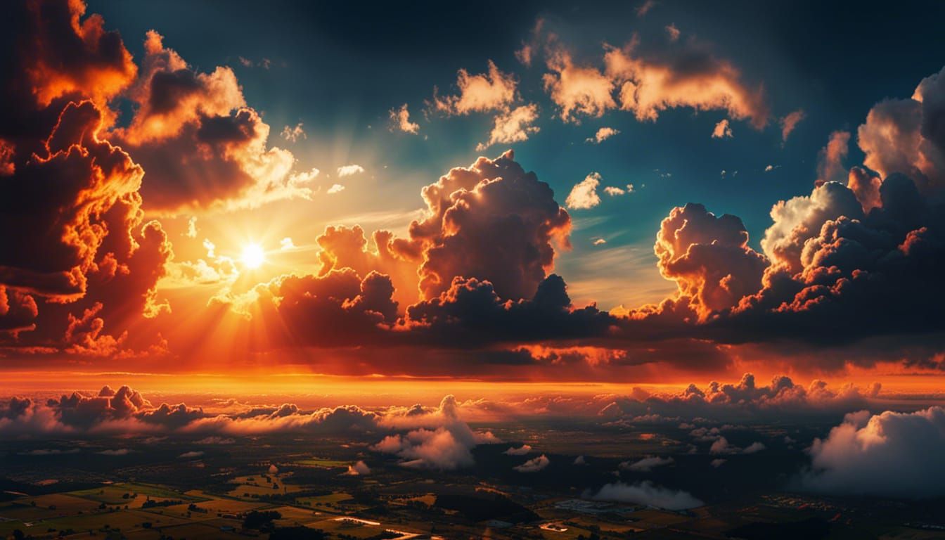 Epic Sky with Sun and Clouds: A Masterpiece