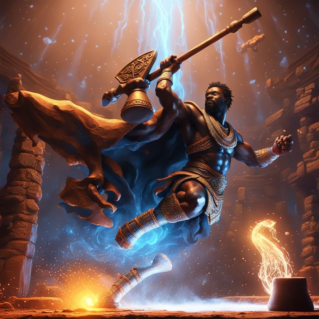 African Forge God in Mystical Workshop