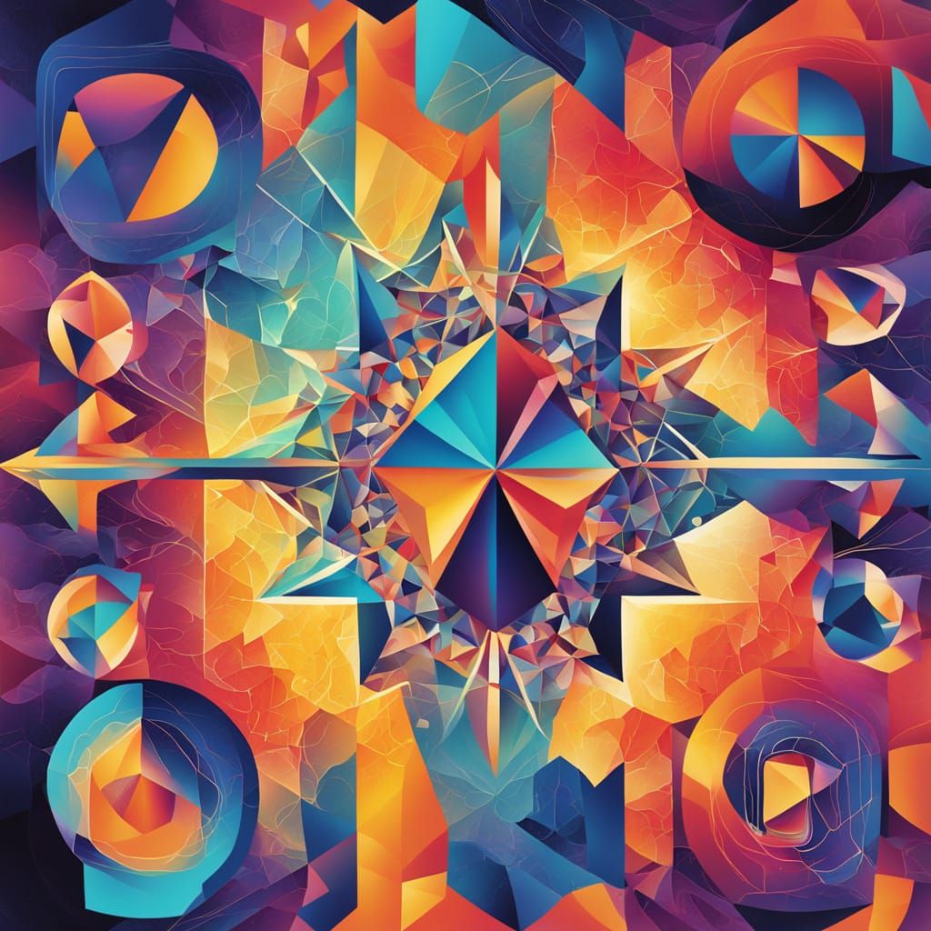 Abstract Geometric Artwork in Futuristic Style