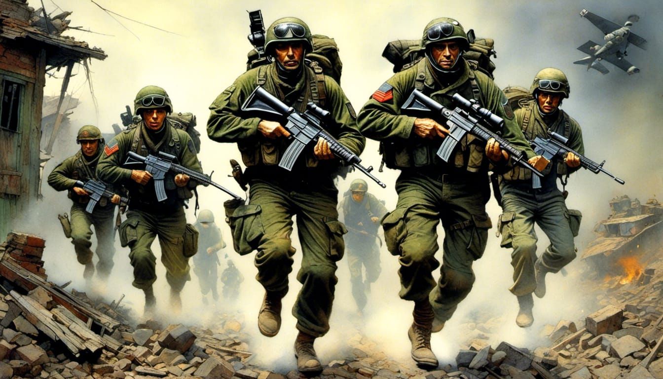 Green Beret Soldier with Wings and Medallion