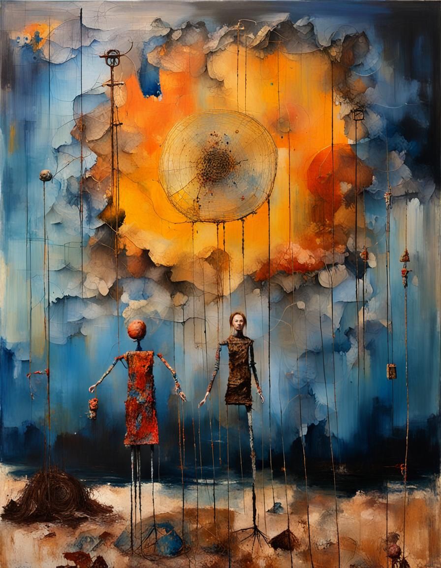 Surreal Mortality Graph Oil Painting on Leather