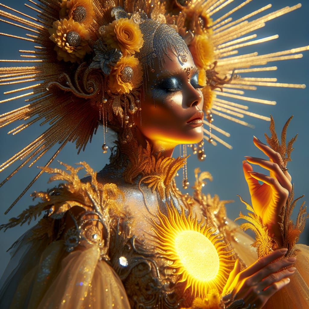Celestial Goddess Adorned in Yellow Couture