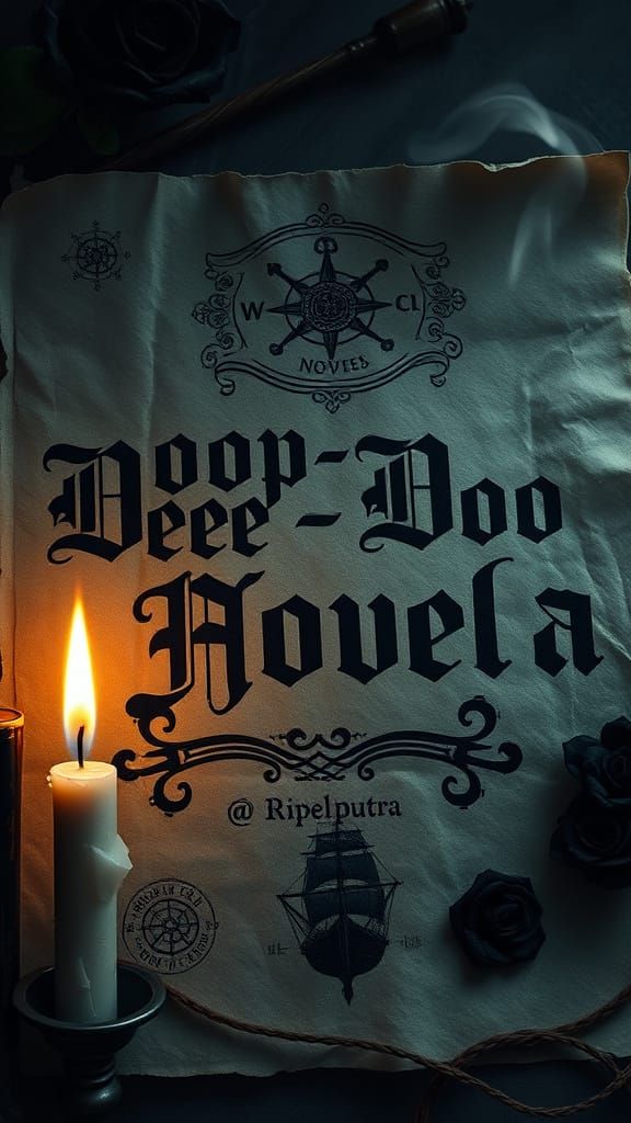 Gothic Lettering on Vintage Paper with Candle and Smoke
