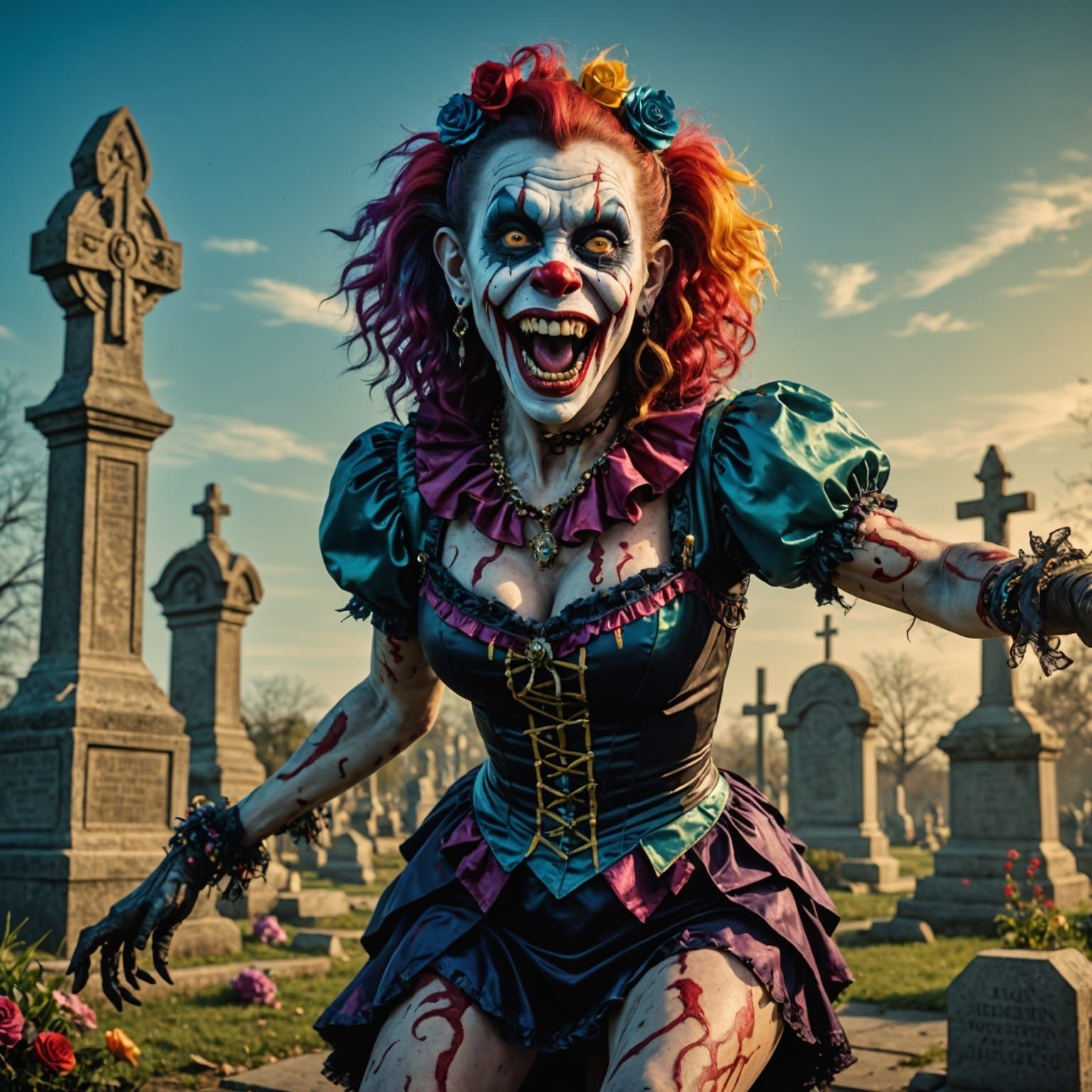 Ethereal Burlesque Dancer in Cemetery