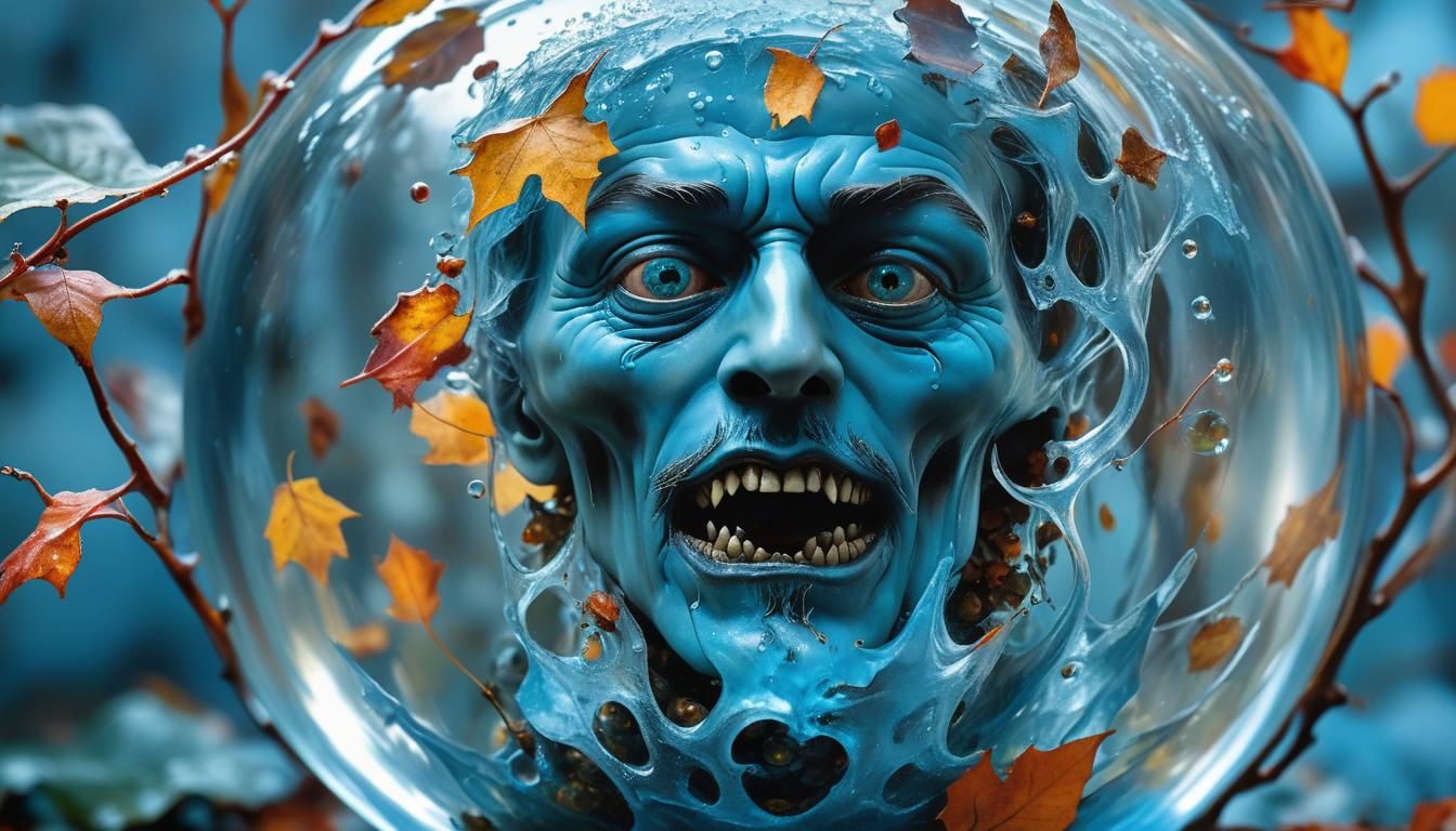 Surreal Ghoul Face Encased in Glass Sphere