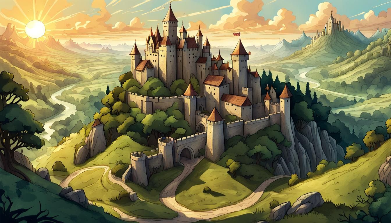 Fantasy Kingdom: D&D Style Watercolor Illustration