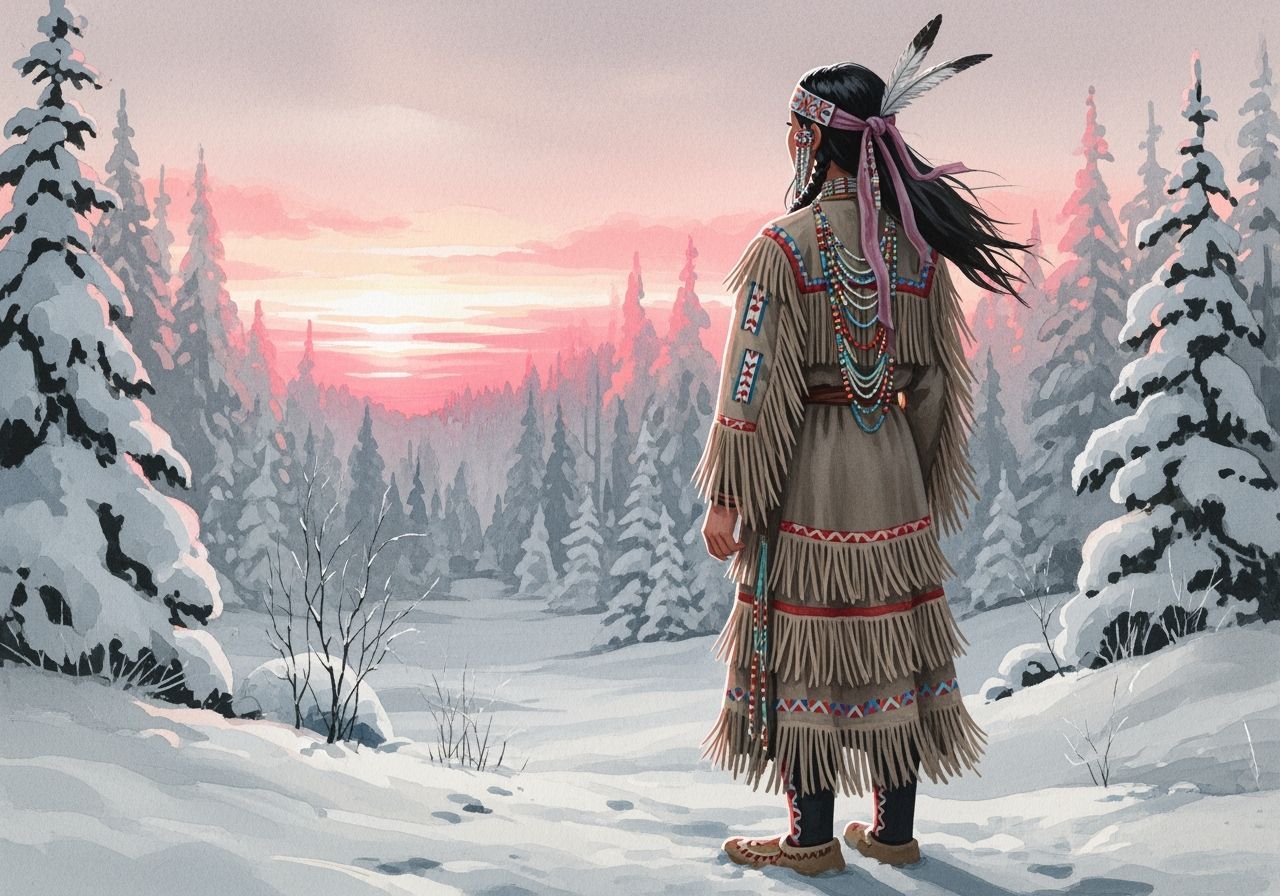 Impressionistic Sunset Gaze in Winter Forest