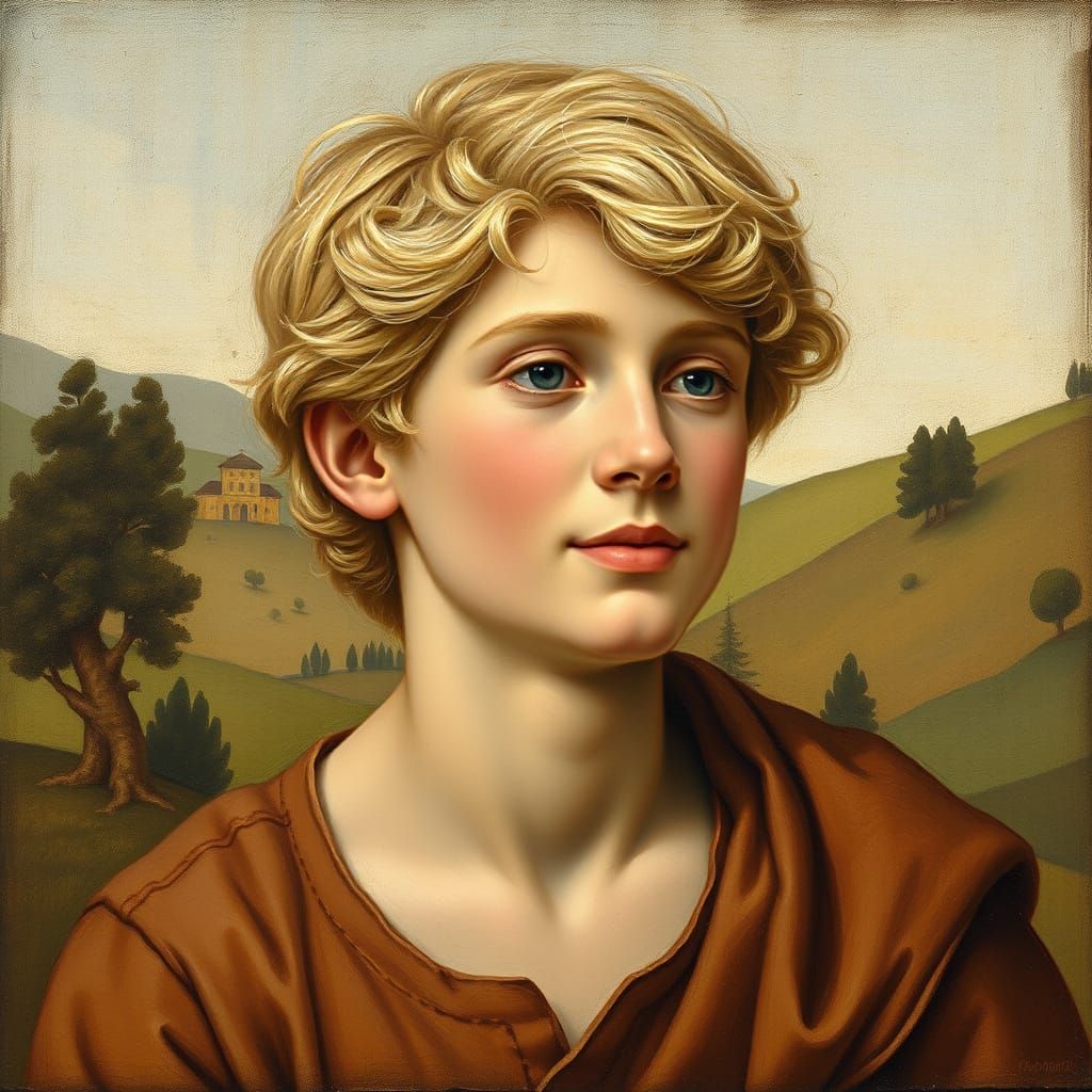 Candide in Early Renaissance Style Oil Painting