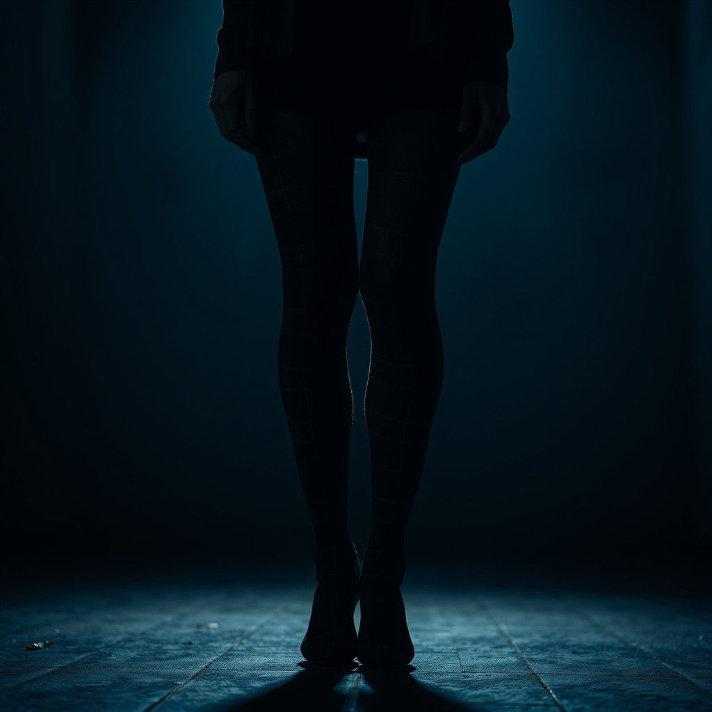 Woman in Tartan Tights: Hyperrealistic Photography