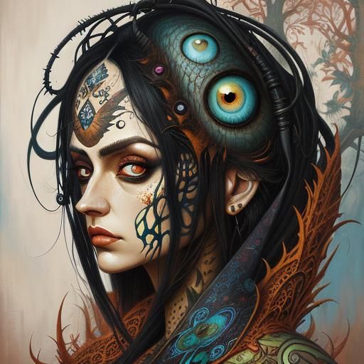 Pop Surrealist Painting of Two Figures with Large Eyes