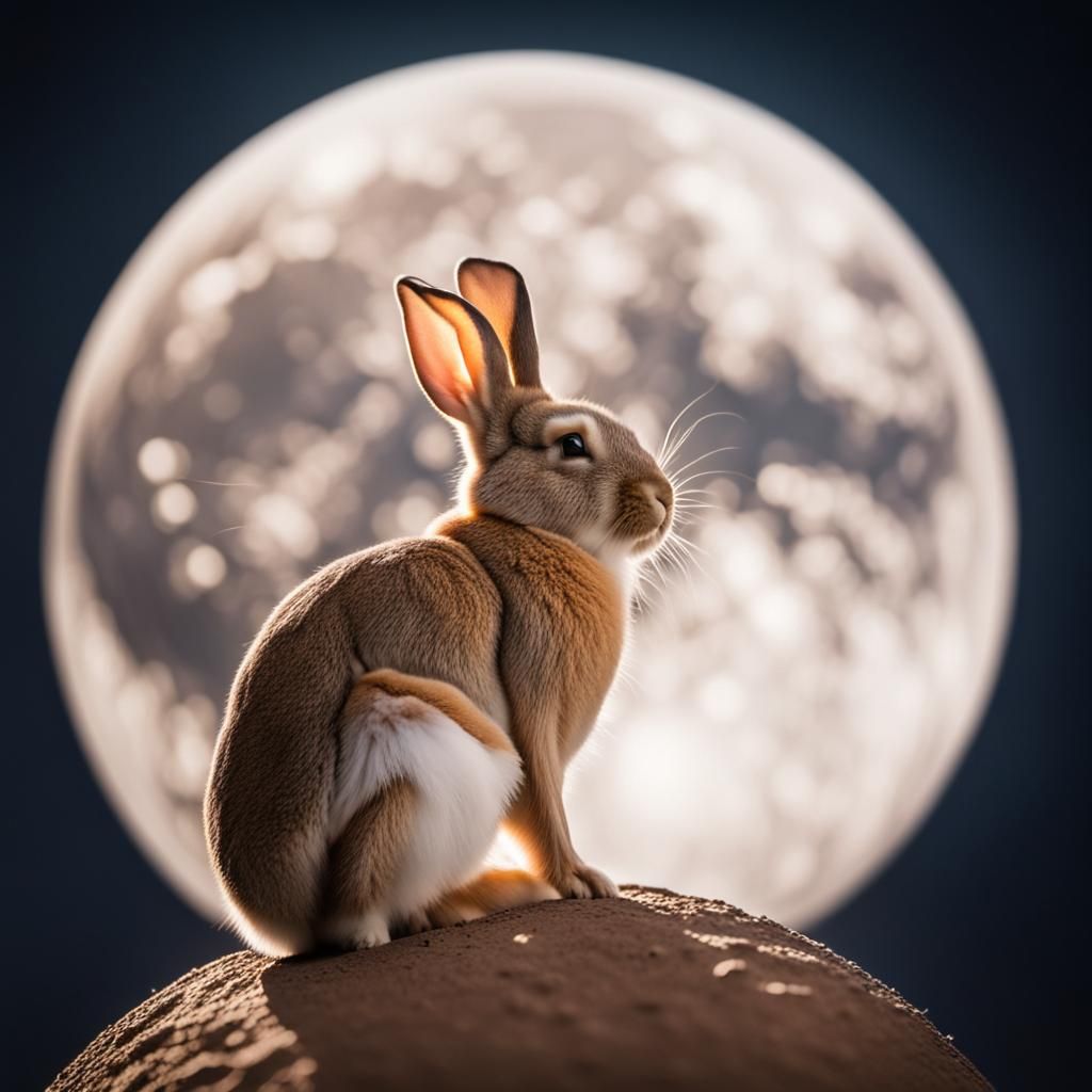 Rabbit Gazing at Earth from the Moon
