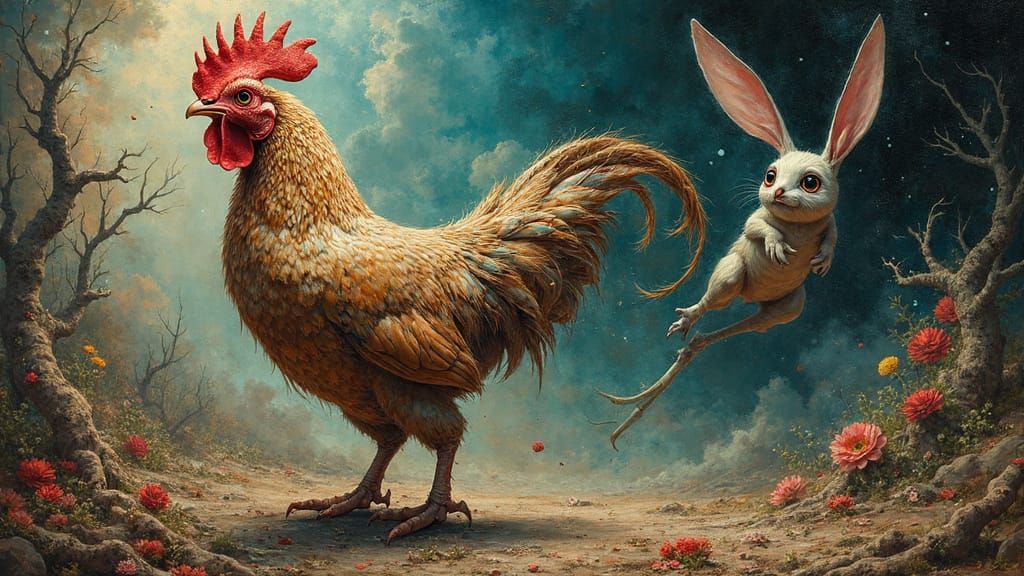 THE CHICKEN AND THE FRANTIC RABBIT