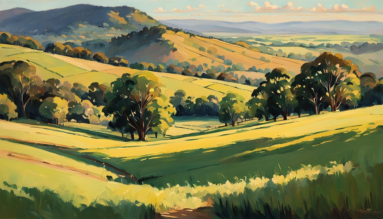 Serene Australian Landscape in Impressionist Style