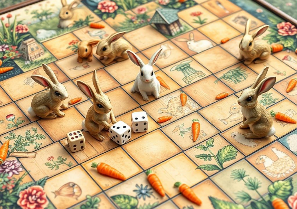 Charming Rabbit Board Game in Beatrix Potter Style