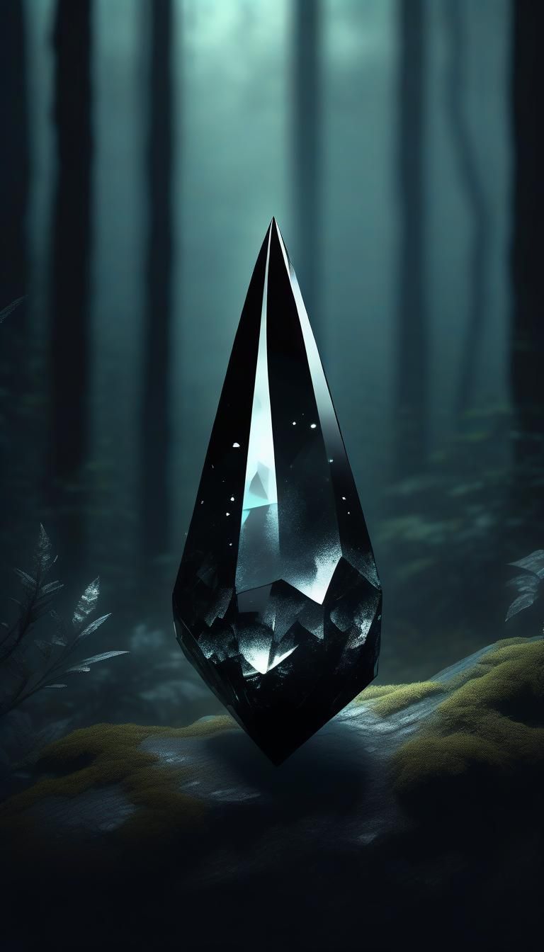 Eerie Crystal Shard in Misty Forest