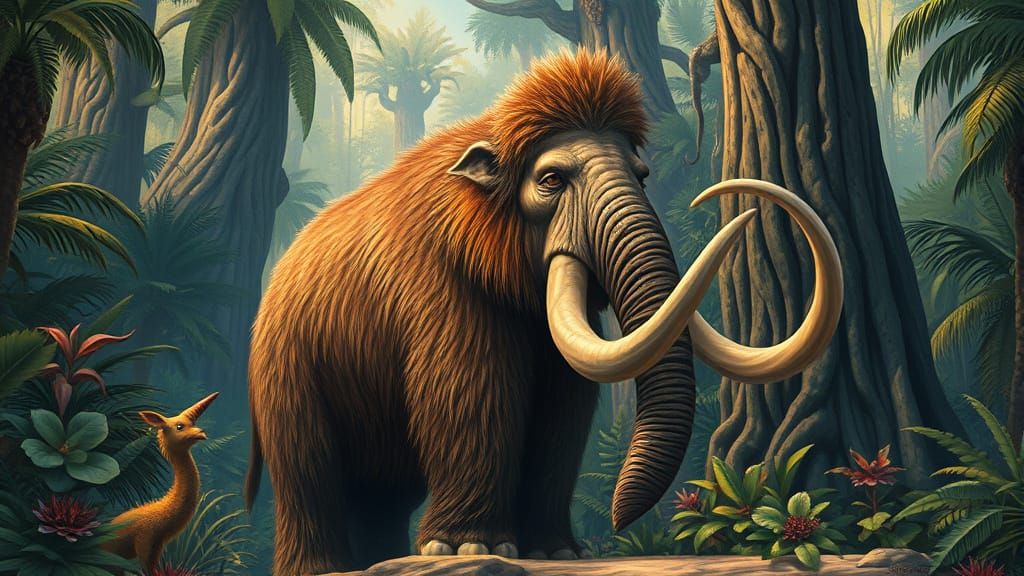 Mammoth in Jungle, Fantasy Art Style
