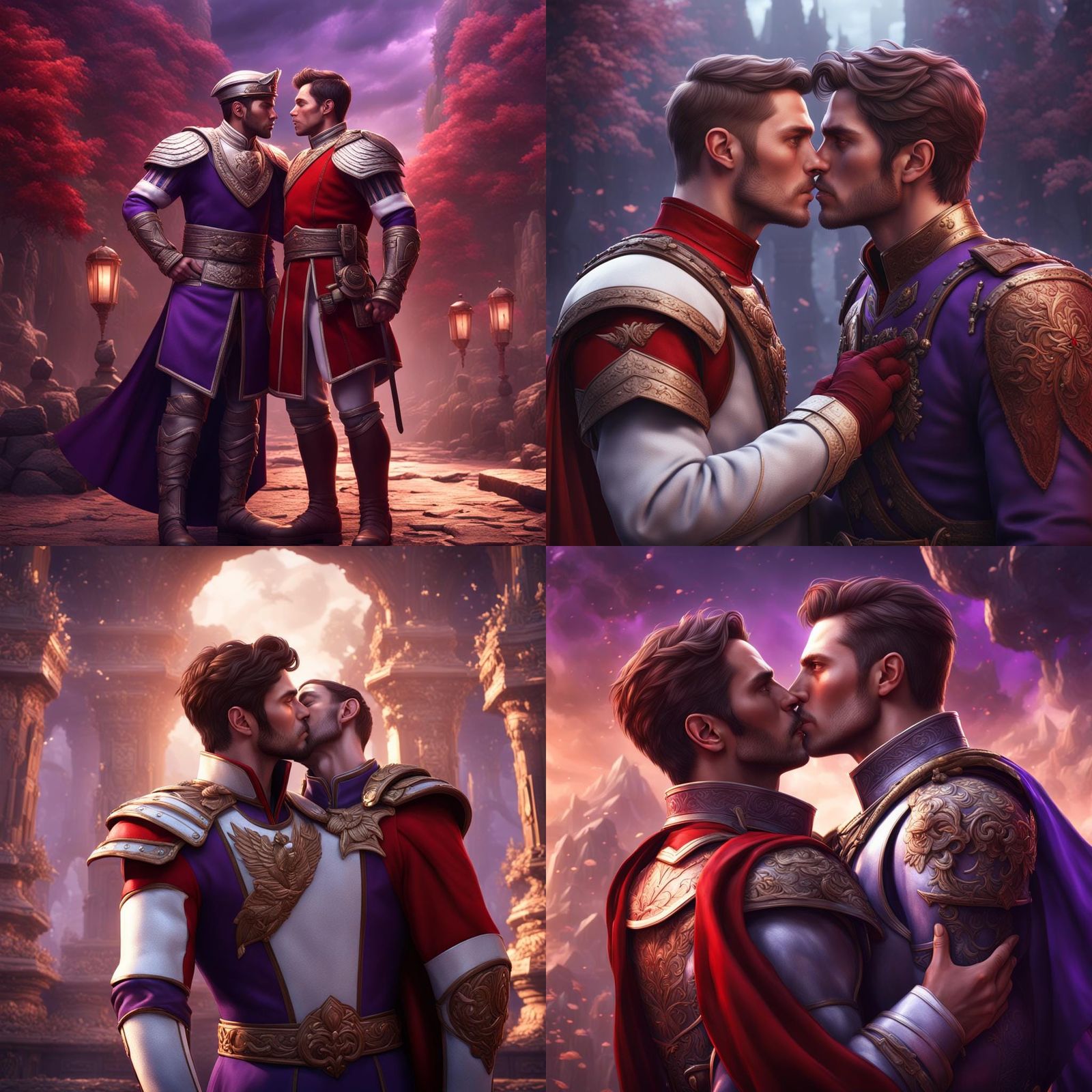 Passionate Kiss Between Martial Artists: Detailed Digital Pa...