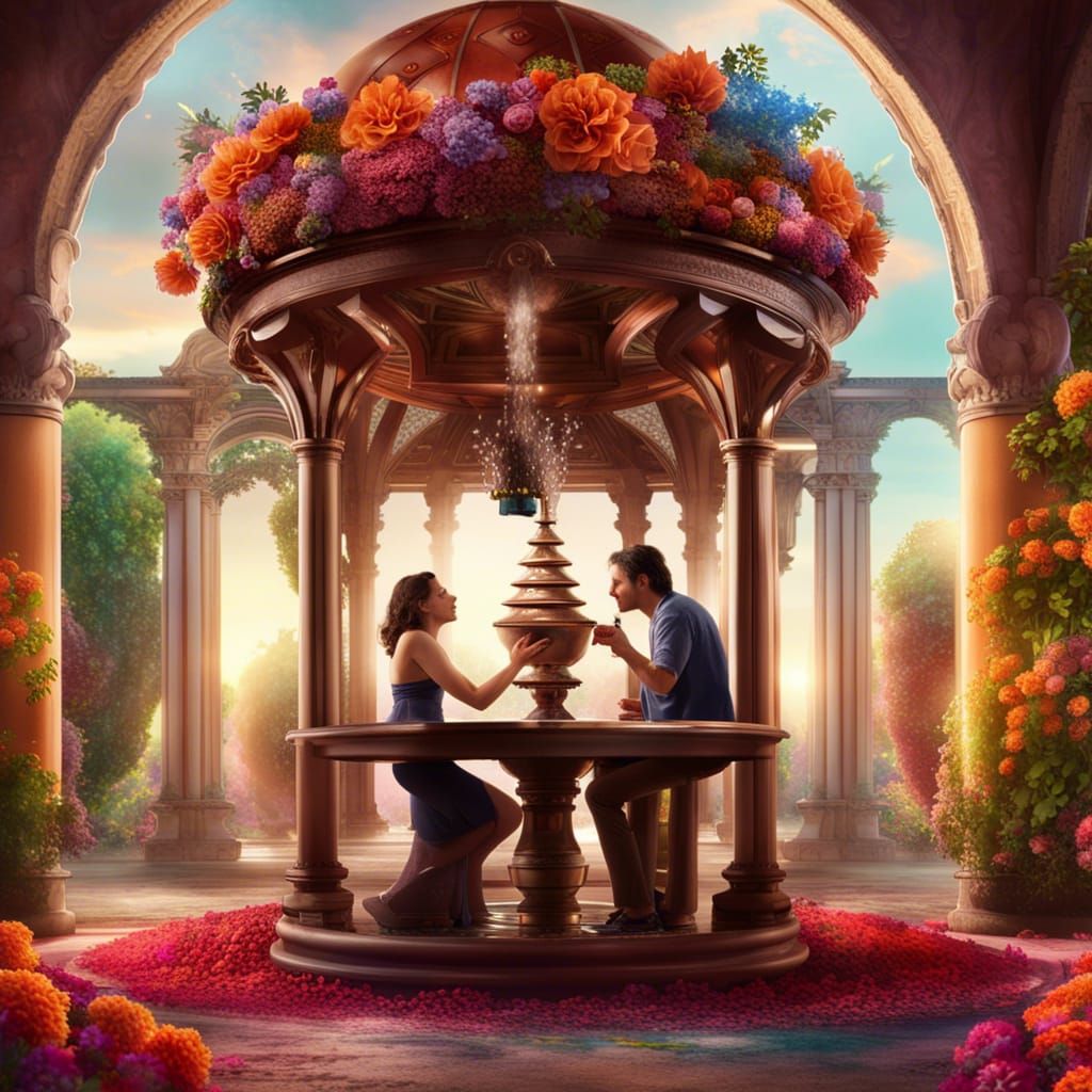 Romantic Roman Garden Pavilion with Chocolate Fountain