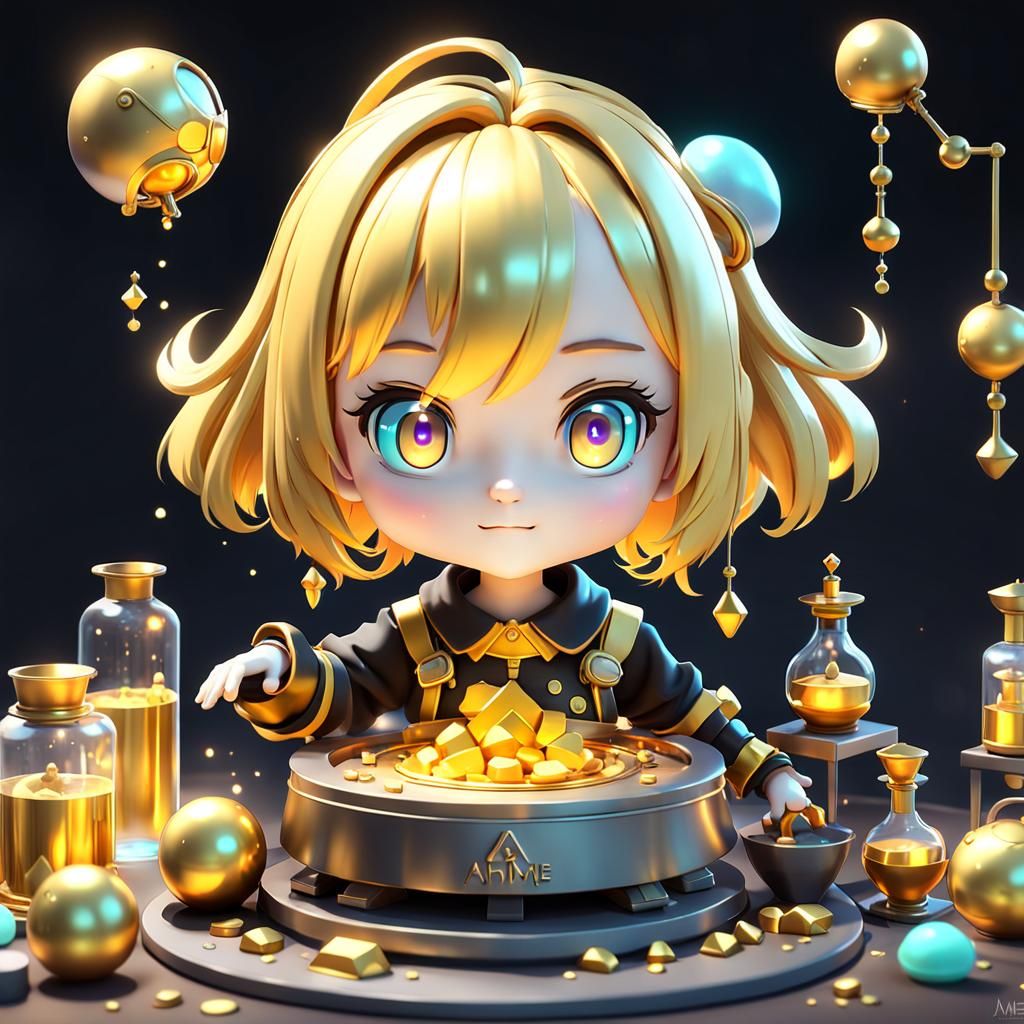 Girl Alchemist Creates Gold: 3D Anime Art