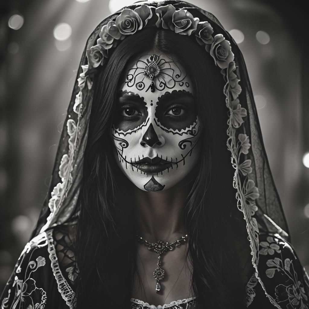 Venezuelan Woman as Catrina in Spanish Renaissance Style