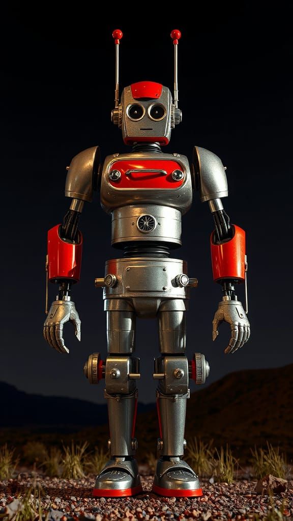 Retro-Futuristic Robot Overlord in Pop Art Style