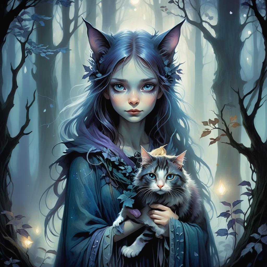 Eerie Forest Portrait in Brian Froud Style