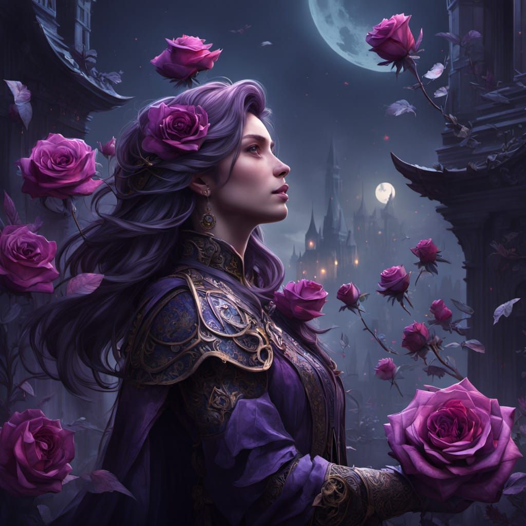 Mystical Midnight Rose in Dark Fantasy Style
