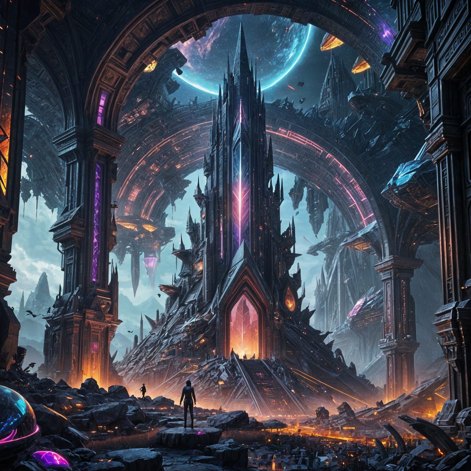 Futuristic Alien City at Night: Prismcore Sci-Fi