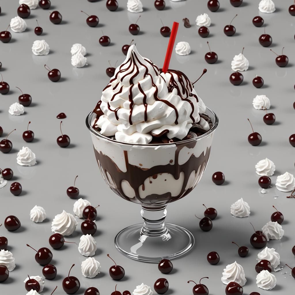 Ice Cream Sundae with Hot Fudge and Cherry