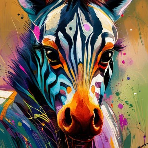 Adorable Zebra Portrait in Fine Art Style