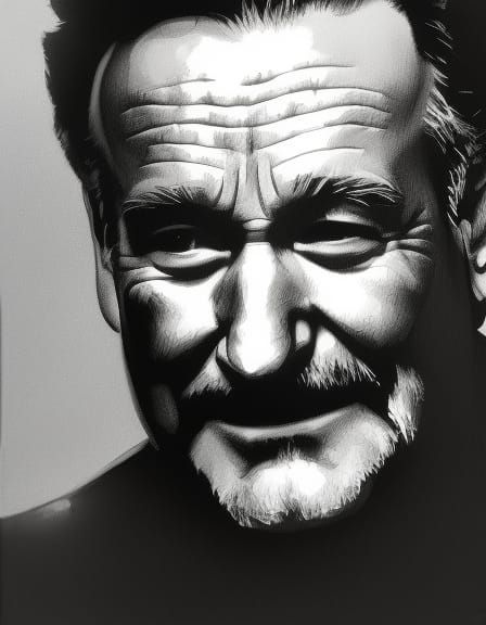 Robin Williams Sumi-e Style Concept Art