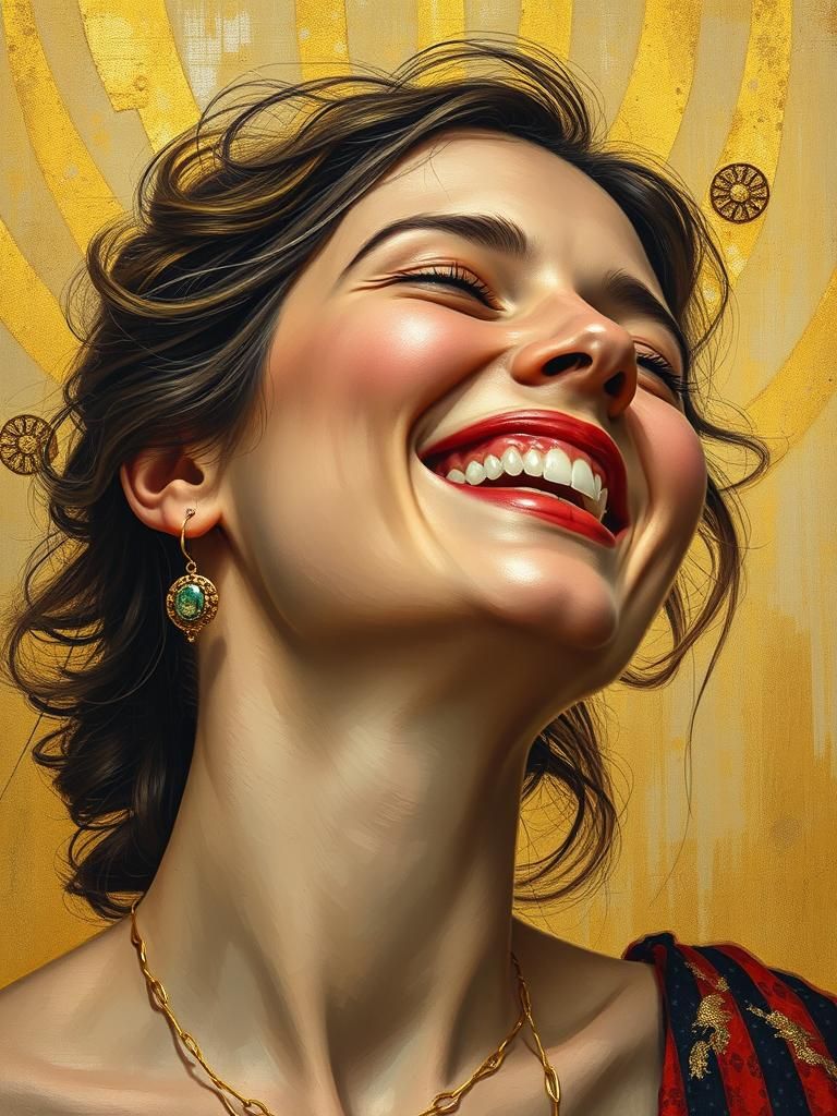 Woman's Ecstatic Pleasure Portrait in Romantic Style