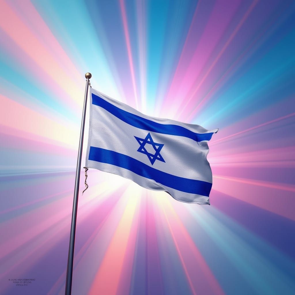 Celebratory Israeli Flag Unfurls in Whimsical Wonder