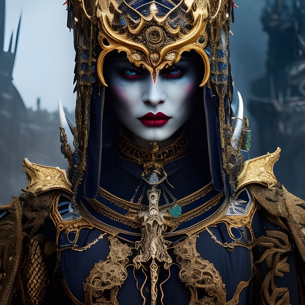 Psychotic Goth in Voodoo Costume, Detailed Portrait