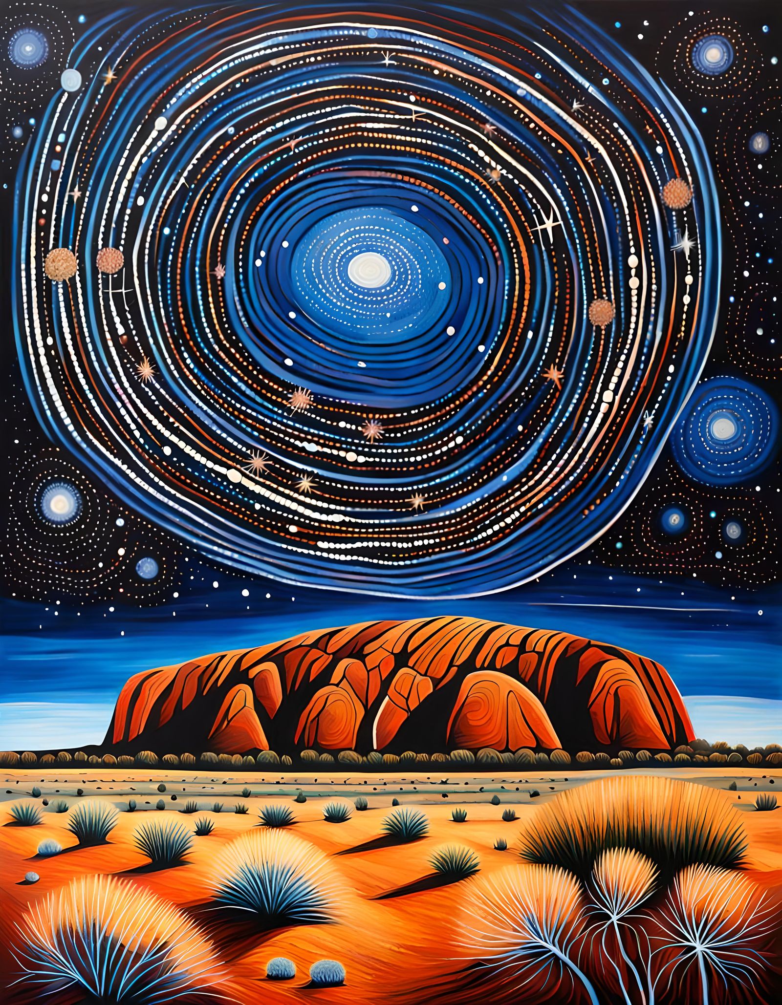 Uluru and Crux Constellation in Aboriginal Art