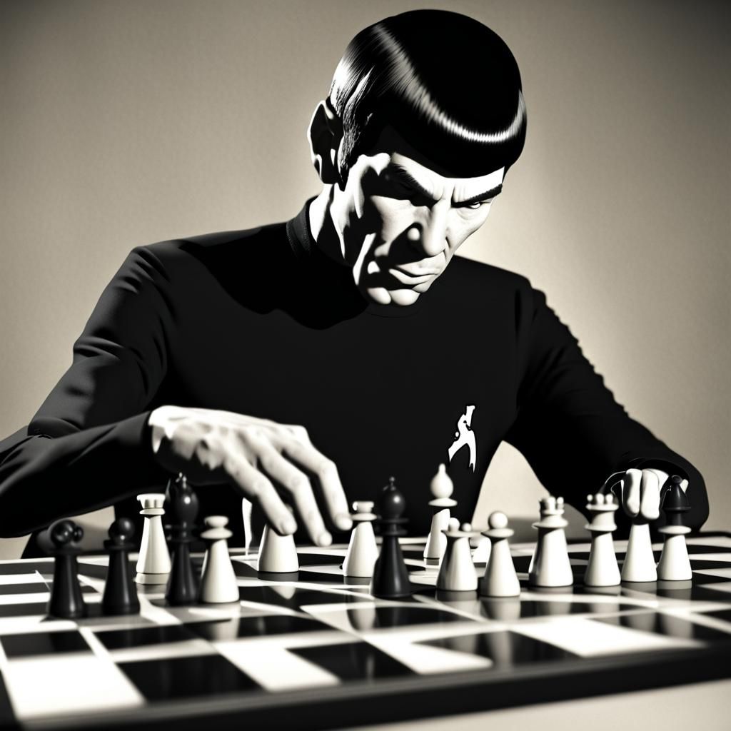 Spock Plays 3D Chess with Intense Focus