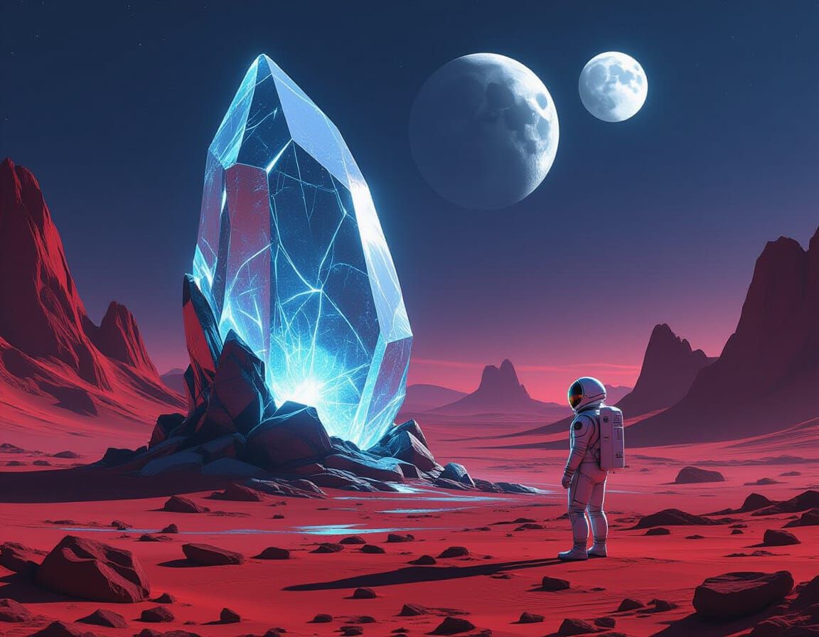 Astronaut Discovers Alien Artifact on Crimson Planet