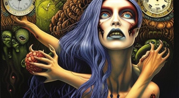 Dystopian Zombiecore Masterpiece in Street Art Style