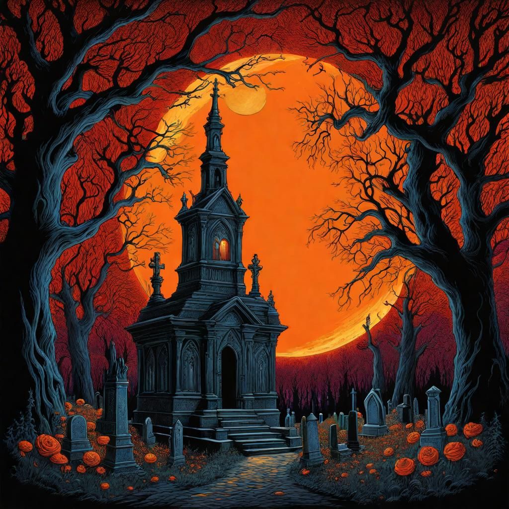 High Gothic Forest in Tim Burton Style