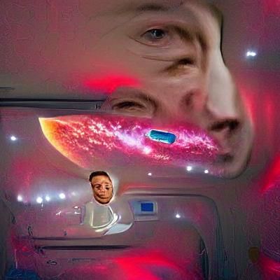 Elon Musk in Spacesuit Among the Stars