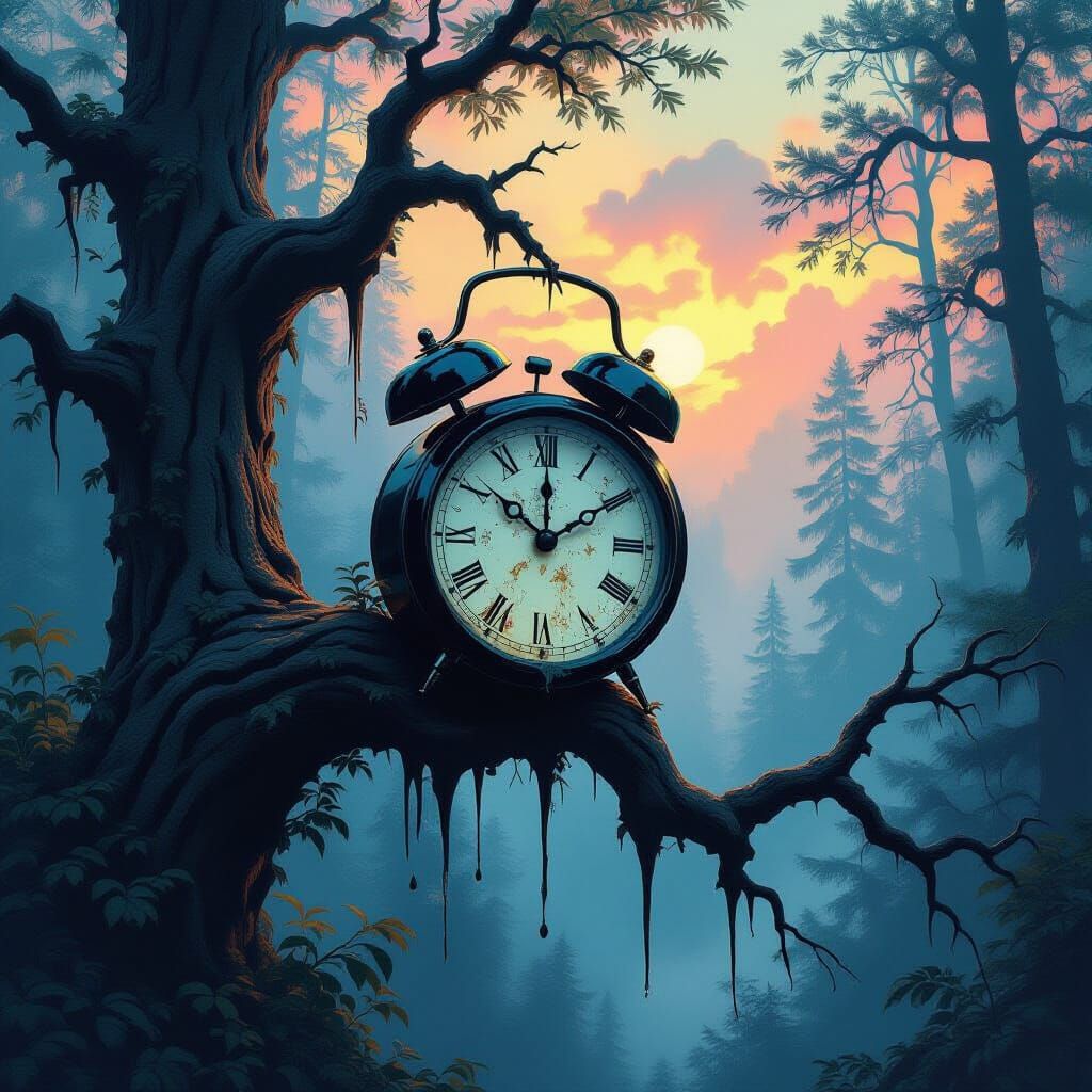 Melting Clock in Steampunk Post-Apocalyptic Wonderland