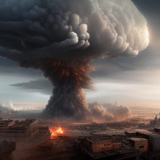 Dramatic Nuclear Warzone Digital Matte Painting